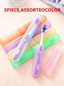 5pcs/Set Random Color Toothbrush Case Travel Portable Set, Candy Color Matte Felt Toothbrush Head Protective Cover, Dustproof Dental Tool Storage Box - Multicolor - View 9