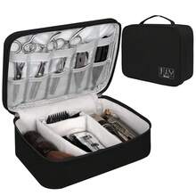 Caja de herramientas/Bolsa de almacenamiento para peluquería (Adecuada para cortadoras eléctricas, tijeras, peines, secadores de pelo y diversos suministros & accesorios de peluquería), Conjunto de accesorios de peluquería profesional, Adecuado para viajes y uso en salones de belleza - Negro - Ver 1