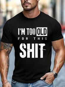 Men's T - Shirt I'M TOO OLD FOR THIS  Graphic Print Casual Daily Streetwear Tee - 黑色 - 查看 2