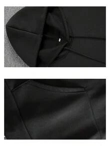 Felpa con cappuccio da uomo in stile barbiere, 100% cotone, girocollo, vestibilità comoda, stampa accattivante - nero - Visualizzare 4