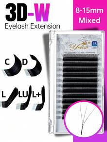yelix 12 Rows 3D W-Shaped Eyelash Extensions, B/C/CC/D/L/M Curl Pre-Made Fan Lash Clusters, Natural And Soft Individual Lash Extension, Premium Volume Fans False Eyelash - View 1