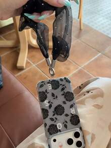 復古蕾絲玫瑰花手機殼，適用於 iPhone 17 Pro Max、Apple 16 Pro、15、14，全包防摔，女性適用 - 黑色 - 查看 2