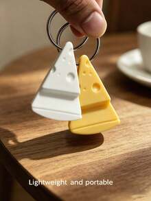 1pc Cheese Phone Stand, Fun Cheese Decor Storage Rack, Desktop Support Compact Lightweight Pocket Size Design, Can Hang Keys, Pendants, Desktop Ornament, Lightweight Phone Holder, Suitable For All Smartphones Stable Anti-Slip Desktop Storage, Office Home Daily Essential, Portable Travel, Desktop Phone Stand Accessory - Cute Style - View 3