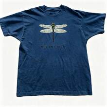 100% Cotton Geographic Inspired Dragonfly Graphic T Shirt For Men And Women |  Exquisite Design |  Loose And Comfortable | Shirts Y2k - 藏蓝色 - 查看 18