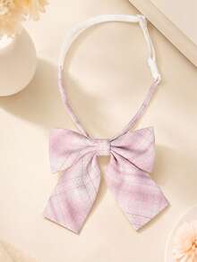 2pcs Girls Pink Striped Bowknot Shirt Blouse Short Collar Tie - Back To School Supplies - Multicolor - View 3