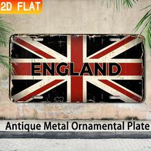 2D Flat, 1pc Vintage England Flag Metal Wall Plaque - 12x6 Inch Decorative Sign With "England" Text, Distressed Black And Red Design, Suitable For Bar, Cafe, Restaurant, Home Decor (Random Style) - A - View 8