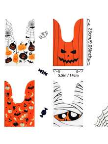 30/1pc Halloween Bunny Ear Gift Bag, Featuring Pumpkin, Ghost, And Bat Designs. Suitable For Halloween, Themed Party Gift Wrapping, Surprise Party Decorations, Holiday Party Favors, Small Item Storage, And Home Decor - One Size Fits All - View 9