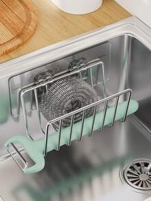 Kitchen Sink Sponge Holder,Self Adhesive Sponge Caddy,Stainless Steel Sponge Rack,Wall Mount Dish Sponge Storage,Draining Sink Organizer,No Drill Kitchen Caddy, Scrubber Holder,Sink Side Storage Basket - Multicolor - View 10