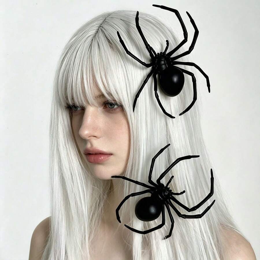 Halloween Black Spider Hair Clip, Realistic Large Spider Side Clip, Gothic Punk Style Girls Hair Accessory, Party Costume Cosplay Hair Clip, Halloween Accessory