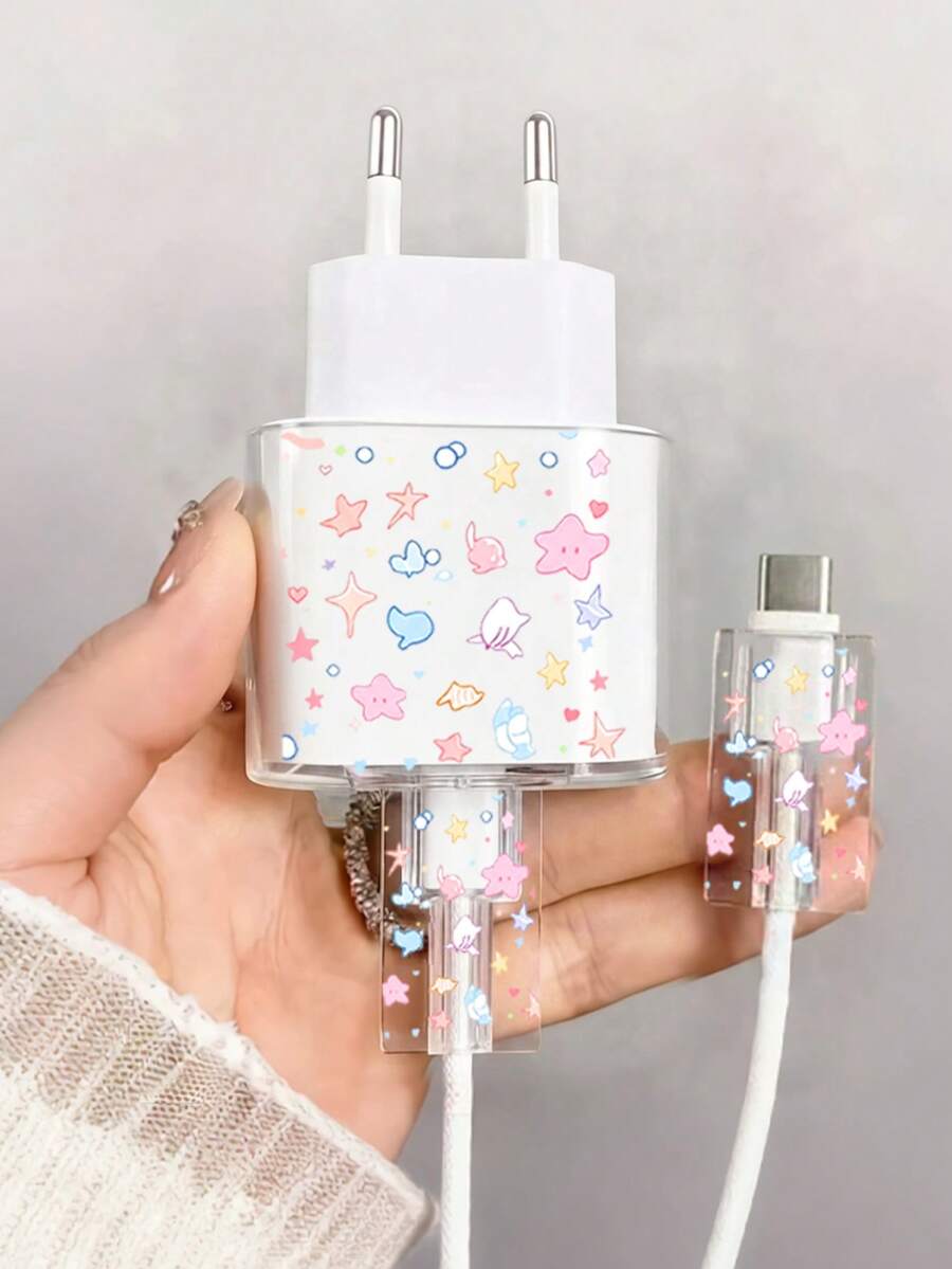 1 Set Casing Pelindung Pengisian Cepat Standar Eropa Motif Hewan Laut Berwarna-warni Gaya Jepang, Casing Transparan Anti Gores Perlindungan Penuh, Casing Pelindung Motif Kartun Laut Tahan Debu dan Guncangan, Aksesori Pengisian Daya untuk Anak Perempuan, Hadiah Ideal untuk Hari Anak, Hari Valentine, Hadiah Kecil yang Terjangkau dan Praktis - Bintang laut peliharaan yang menggemaskan [Standar Eropa] - View 1