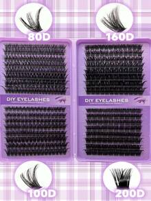 464-Piece Cluster False Eyelashes (Ultra-Dense Clusters, 80D/100D/160D/200D, 3D Russian Curl, Beginner-Friendly, Reusable DIY Clusters) - D - View 3