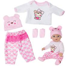 16~18 Inch Doll Clothes, Cute Cartoon Doll Clothes Set, Yellow Duck 5-Piece Set, Pink Bear 4-Piece Set, Birthday/Holiday Gift. - Multicolor - View 6