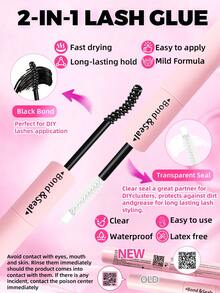 Eimny 300pcs Cartoon Eyelash Cluster Set, Includes Adhesive, Sealer, Tweezers And Lash Brush, Lightweight Airy Fluffy Feel, D Curl 10-16mm Single Cluster False Eyelashes, DIY Cat Eye/Doll Eye, Suitable For Beginners, Daily Party Anime Style Lash Extensions - 彩色 - 查看 3