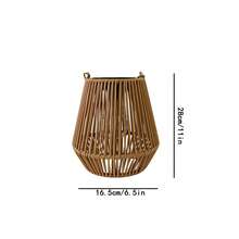 1 buah Lentera Surya Anyaman Rotan dengan Pegangan, Lampu LED Gantung Luar Ruangan Tahan Air, Lampu Suasana Retro Boho untuk Taman, Balkon, Teras, Halaman, Dekorasi Pernikahan - Anyaman bambu vertikal - View 6