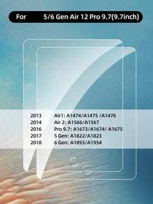 2片装钢化玻璃屏幕保护膜，兼容iPad A16 2025、Air 11/13、M3 2025、Mini 7、A17 Pro 2024、7/8/9代 10.2英寸、Air 4/5 10.9英寸、第10代、Pro 11英寸、1/2/3代 9.7英寸、Pro Air 1/2 Pro 12.9英寸、MatePad 11.5英寸、Air 11.5英寸、SE 10.4英寸。生日礼物，送给家人和朋友的礼物。平板电脑屏幕保护膜，平板电脑配件，防水、防震、防刮、防指纹、全覆盖。 - 無色 - 查看 12
