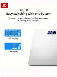 1pc Metallic Silver Electronic Bathroom Scale, Indoor Temperature Display,Measures Weight Up To 400 Lb/180kg,Tempered Glass Surface,Temperature Detection,Uses AAA ( Not Included) - Multicolor - View 5