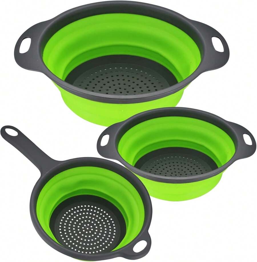 Portable Foldable Silicone Washing Strainer, Collapsible Handheld Food Drain Basket For Home Kitchen Cooking - 35 X 27 X 8.2 cm - View 1