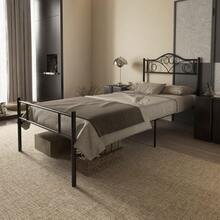 Bed 90 X 200 Cm Steel With Slatted Frame, Head And Footboard, 31 Cm High Black - Black - View 7