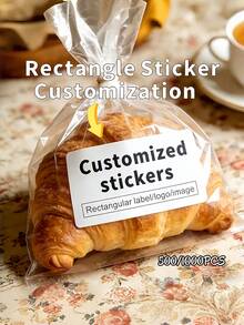 500/1000pcs Customized Rectangular Stickers, Customized Labels, Rectangular Labels, Customized Stickers, Logo Stickers, Packaging Stickers, Opening Stickers - Promotional Business Stickers - Holiday And Event Stickers - Customizable Marketing And Branding Stickers - Multicolor - View 2