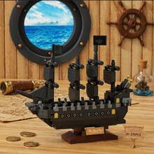 370pcs DIY Assembly Building Blocks, Black Pearl Pirate Ship Decorative Model, Collector's Gift - Multicolor - View 10