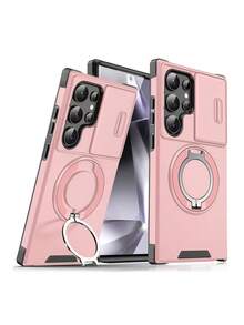 Casing Kompatibel Dengan iPhone 18 17 16 14 13 12 15 Pro Max Plus 16e 17e Air Armor Slide Camera Ring Magnetic Stand Shockproof Phone Kompatibel Dengan Galaxy/MOTO - Rose Gold - View 131