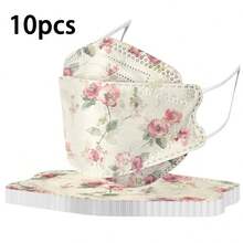 10pcs Women's Elegant Floral Style Face Masks, Breathable Decorative Face Masks, Comfortable Non-Ear-Straining For Daily Wear - Multicolor - View 11