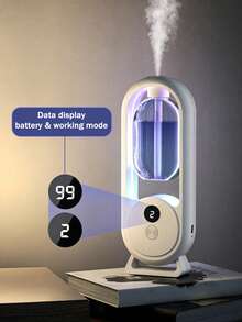 1pc White Ultrasonic Aromatherapy Diffuser, Wall-Mounted & Desktop 2-In-1 Diffuser, With 7-Color LED Night Light, Digital Display Gear Adjustment, 5 Operating Modes Switchable, Lemon Series Fragrance, 8 Essential Oils To Choose From, USB Powered, Rechargeable, Suitable For Large Spaces At Home, Gentle And Versatile For Bedroom, Living Room, Office, Pet Room, Hotel, Bathroom, Car - White - View 10