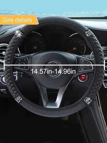 Luxury Rhombus Rhinestone Car Steering Wheel Cover, Universal Round Elastic Steering Wheel Cover, All-Season Breathable Non-Slip Rhinestone Car Steering Wheel Protector - Diamond - View 3