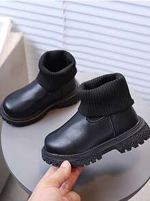 1 Pair Toddler Low-Top Side Zipper Closure Winter Fashion Boots Thick Warm Snow Boots - Black - View 4