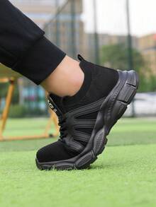 Men's Steel Toe Safety Shoes Classic Series Anti-Smash Anti-Puncture, Lightweight Breathable Comfortable Fashion Solid Sole Black Work Functional Shoes For Summer - Black - View 4