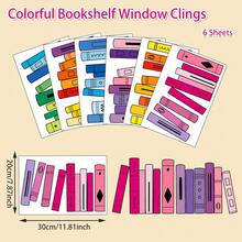 6pcs Reusable Rainbow Cartoon Book Window Stickers, Double-Sided Visible PVC Electrostatic Adsorption Glass Stickers, Suitable For Bedrooms, Studies, Classrooms, Libraries, And Home Decoration. - Multicolor - View 6