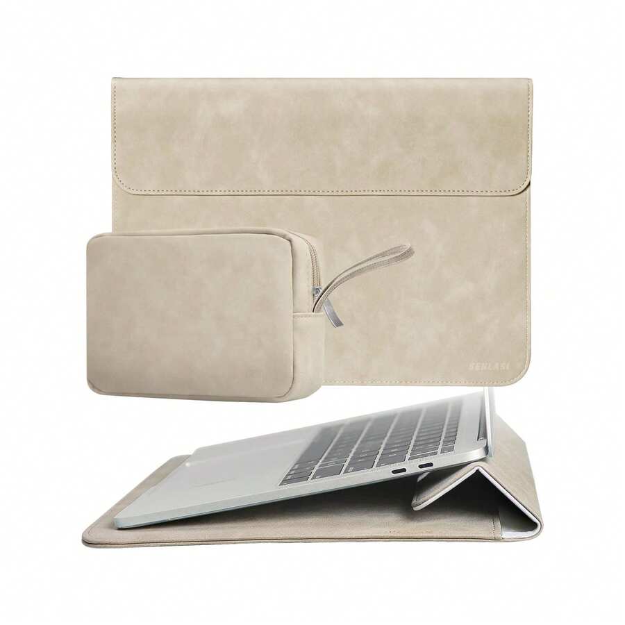 SENLASI 13/14 吋筆電保護套包 PU 皮革保護套與配件包，適用於 MacBook、HP Chromebook Surface Notebook 的筆電包，便攜式筆電保護套 - 查看 1