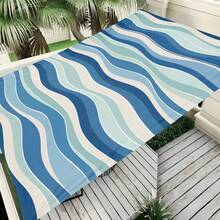 1pc Blue And White Striped Print Sun Shade Sail, Modern Fresh Style, Large Size, UV Protection, Sturdy Durable Easy Installation, Suitable For Beach Garden Patio Yard, Includes Rope - Multicolor - View 8