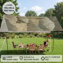 1pc Dark Green Mountain Pattern Sunshade Canopy, Outdoor Windproof Multicolor Large Size UV Protection Stable Durable Easy Installation Suitable For Beach Garden Patio, Includes Rope - Olive Green - View 8