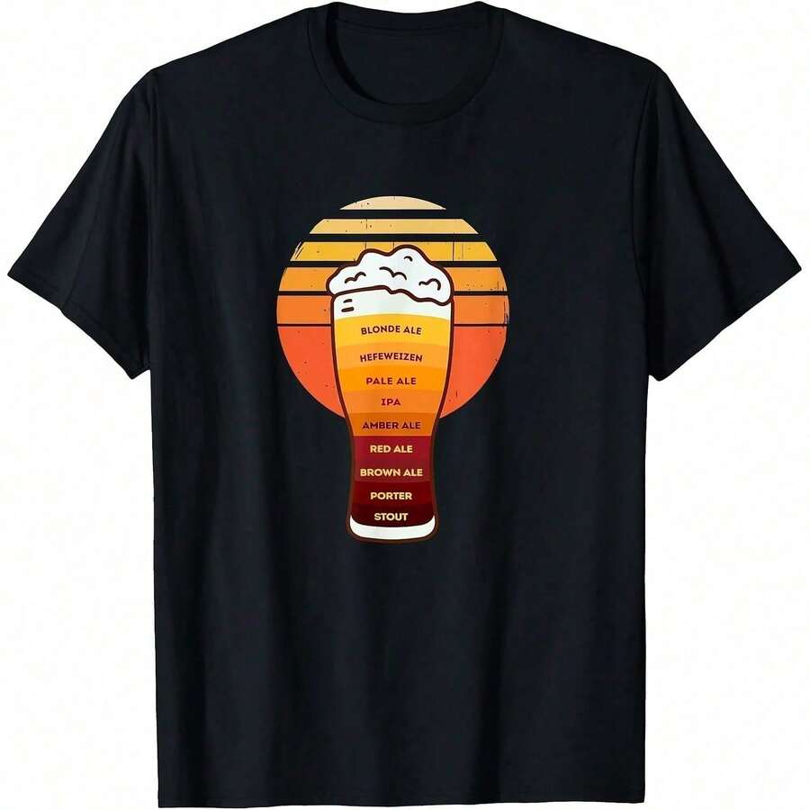 NEW! Beer Foam In A Glass -- Beer-Themed Retro Shirt - MADE IN USA, Men's Tracksuit, Y2k Style - Black - View 1