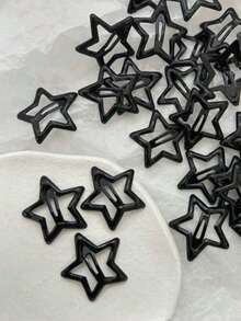 5/30/50pcs Women's Y2K Pentagram Metal Hair Clips Suitable For Daily Use - Black - View 3
