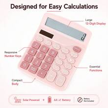 Commercial Black 12-Digit Calculator, Large LCD Display Panel, Suitable For Office Accounting, Student Advanced Math Calculations, Long-Lasting Solar Powered Calculator - Calculator - Black - View 6