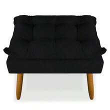 Puff Luxo Banqueta Decorativo Pés Palito Sala de Estar Recepção - Preto - Visão 5
