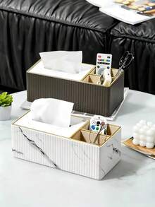 Multifunctional Desktop Tissue Box, Striped Tissue Box, Gold-Edged Tissue Box, Living Room, Dining Room, Kitchen Home Decor, Home Decoration Accessories, Apartment Essentials - Multicolor - View 1