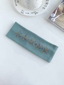 1pc Retro American Rhinestone Star Wide Elastic Headband, Fashionable Sports Headband For Women,Travel,Birthday - Multicolor - View 27