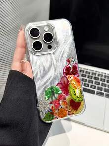 1件羽毛薄紗珠飾刺繡錦鯉魚水果圖案極簡個性化TPU防摔全包手機殼，適用於Apple 17 16 15 14 13 12 11 Pro Max Air及Series系列 - 彩色 - 查看 2