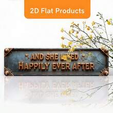 Vintage Style Decorative Wall Hanging Plaque, Engraved With "From Now On She Lived A Happy Life" Text. Size 10*40cm (3.9*15.857in), Suitable For Cabin, Bathroom, Cafe And Other Various Scenes, Random Hole Position - A - View 5