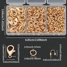 200pcs DIY Jewelry Parts Set Including Closed Jump Rings, U-Shaped Clasps, Lobster Clasps, Suitable For Handmade Weaving DIY Jewelry, Necklaces, Bracelets, Bag Charms, U-Shaped Positioning Line Tubes, Pendant Chain End Clasps, DIY Jewelry Making Materials - Lobster Claw Clasp & Jump Ring & U-shaped Clasp - View 5