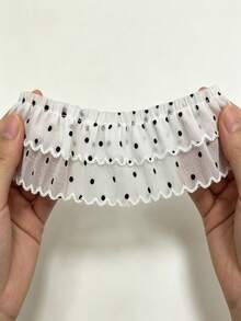 1 Yard White Polka Dot Double Layer Ruffle Lace DIY Clothing Sewing Decor Doll Clothes Accessories Headpiece - Double Layer - View 7