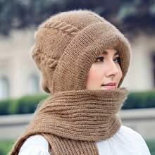 1pc Women's Fashion Warm Knitted Hat, Ear Protection Windproof Thickened Winter One-Piece Beanie, Solid Color Warm Ear Cover, Winter Hat, Christmas Gift, Winter Essential, Halloween Gift, 5 Colors Available - Multicolor - View 7