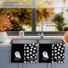 2/4/48pcs Halloween Series Little Ghost Boo Pattern Printed Kitchen Towels - Super Soft, Highly Absorbent Polyester Dishcloths And Hand Towels, Perfect For Holiday Decor, Kitchen Decor, Party Decor - Multicolor - View 13