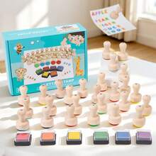 MN-047 English Alphabet Early Education Cognition Cards Preschool Enlightenment Elementary Learning Cards Solid Wood Stamp Toy - Multicolor - View 5
