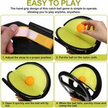 1 Set Catch And Toss Ball Game, Includes 1 Paddle And 2 Balls, Portable Beach Backyard Outdoor Party Game, Christmas Thanksgiving Birthday Holiday Gift - Multicolor - View 8