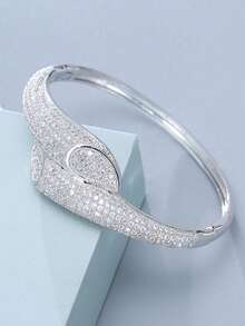1 chiếc vòng tay đính đá toàn bộ khóa lá kép, thiết kế tối giản thanh lịch, quà tặng đa năng cho bạn thân dịp sinh nhật, kỷ niệm - vòng đeo tay - Xem 5