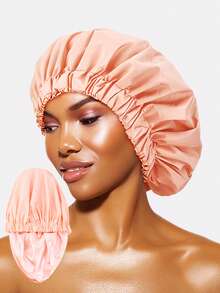 1pc Women's Satin Lined Waterproof Shower Cap, Hair Care Bonnet Suitable For Daily Use - Bloodfang - View 2
